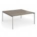 Connex Goal-Post 1600 x 1600 x 725mm Back to Back Desk (2 x 1600mm) - Silver Frame Nebraska Oak Top GCO1616-S-NO