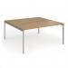 Connex Goal-Post 1600 x 1600 x 725mm Back to Back Desk (2 x 1600mm) - Silver Frame Oak Top GCO1616-S-O