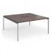 Connex Goal-Post 1600 x 1600 x 725mm Back to Back Desk (2 x 1600mm) - Silver Frame Walnut Top GCO1616-S-W