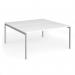 Connex Goal-Post 1600 x 1600 x 725mm Back to Back Desk (2 x 1600mm) - Silver Frame White Top GCO1616-S-WH
