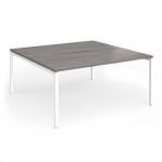 Connex Goal-Post 1600 x 1600 x 725mm Back to Back Desk (2 x 1600mm) - White Frame Grey Oak Top GCO1616-WH-GO