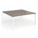 Connex Goal-Post 1600 x 1600 x 725mm Back to Back Desk (2 x 1600mm) - White Frame Nebraska Oak Top GCO1616-WH-NO