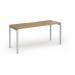 Connex Goal-Post 1600 x 600 x 725mm Single Desk - Silver Frame Oak Top GCO166-S-O
