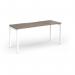 Connex Goal-Post 1600 x 600 x 725mm Single Desk - White Frame Nebraska Oak Top GCO166-WH-NO