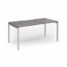 Connex Goal-Post 1600 x 800 x 725mm Single Desk - Silver Frame Grey Oak Top GCO168-S-GO