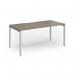 Connex Goal-Post 1600 x 800 x 725mm Single Desk - Silver Frame Nebraska Oak Top GCO168-S-NO