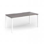 Connex Goal-Post 1600 x 800 x 725mm Single Desk - White Frame Grey Oak Top GCO168-WH-GO