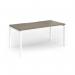 Connex Goal-Post 1600 x 800 x 725mm Single Desk - White Frame Nebraska Oak Top GCO168-WH-NO