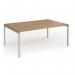 Connex Goal-Post 1800 x 1200 x 725mm Back to Back Desk (2 x 1800mm) - Silver Frame Oak Top GCO1812-S-O