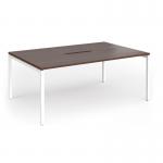 Connex Goal-Post 1800 x 1200 x 725mm Back to Back Desk (2 x 1800mm) - White Frame Walnut Top GCO1812-WH-W
