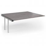 Connex Goal-Post 1800 x 1600 x 725mm Back to Back Add On Bay - Silver Frame Grey Oak Top GCO1816-AB-S-GO