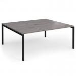 Connex Goal-Post 1800 x 1600 x 725mm Back to Back Desk (2 x 1800mm) - Black Frame Grey Oak Top GCO1816-K-GO