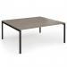 Connex Goal-Post 1800 x 1600 x 725mm Back to Back Desk (2 x 1800mm) - Black Frame Nebraska Oak Top GCO1816-K-NO