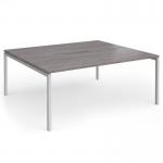 Connex Goal-Post 1800 x 1600 x 725mm Back to Back Desk (2 x 1800mm) - Silver Frame Grey Oak Top GCO1816-S-GO
