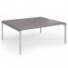 Connex Goal-Post 1800 x 1600 x 725mm Back to Back Desk (2 x 1800mm) - Silver Frame Grey Oak Top GCO1816-S-GO