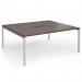 Connex Goal-Post 1800 x 1600 x 725mm Back to Back Desk (2 x 1800mm) - Silver Frame Walnut Top GCO1816-S-W