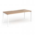 Connex Goal-Post 1800 x 800 x 725mm Single Desk - White Frame Beech Top GCO188-WH-B