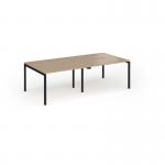 Connex Goal-Post 2400 x 1200 x 725mm Back to Back Desk (4 x 1200mm) - Black Frame Kendal Oak Top GCO2412-K-KO