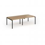 Connex Goal-Post 2400 x 1200 x 725mm Back to Back Desk (4 x 1200mm) - Black Frame Oak Top GCO2412-K-O