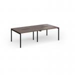 Connex Goal-Post 2400 x 1200 x 725mm Back to Back Desk (4 x 1200mm) - Black Frame Walnut Top GCO2412-K-W
