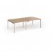 Connex Goal-Post 2400 x 1200 x 725mm Back to Back Desk (4 x 1200mm) - Silver Frame Beech Top GCO2412-S-B