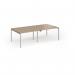 Connex Goal-Post 2400 x 1200 x 725mm Back to Back Desk (4 x 1200mm) - Silver Frame Kendal Oak Top GCO2412-S-KO