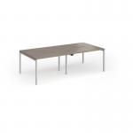 Connex Goal-Post 2400 x 1200 x 725mm Back to Back Desk (4 x 1200mm) - Silver Frame Nebraska Oak Top GCO2412-S-NO