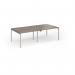 Connex Goal-Post 2400 x 1200 x 725mm Back to Back Desk (4 x 1200mm) - Silver Frame Nebraska Oak Top GCO2412-S-NO