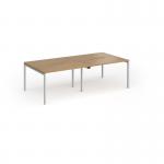 Connex Goal-Post 2400 x 1200 x 725mm Back to Back Desk (4 x 1200mm) - Silver Frame Oak Top GCO2412-S-O