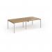 Connex Goal-Post 2400 x 1200 x 725mm Back to Back Desk (4 x 1200mm) - Silver Frame Oak Top GCO2412-S-O
