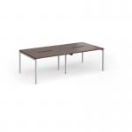 Connex Goal-Post 2400 x 1200 x 725mm Back to Back Desk (4 x 1200mm) - Silver Frame Walnut Top GCO2412-S-W