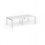 Connex Goal-Post 2400 x 1200 x 725mm Back to Back Desk (4 x 1200mm) - Silver Frame White Top GCO2412-S-WH