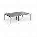 Connex Goal-Post 2400 x 1600 x 725mm Back to Back Desk (4 x 1200mm) - Black Frame Grey Oak Top GCO2416-K-GO