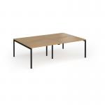Connex Goal-Post 2400 x 1600 x 725mm Back to Back Desk (4 x 1200mm) - Black Frame Oak Top GCO2416-K-O