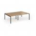Connex Goal-Post 2400 x 1600 x 725mm Back to Back Desk (4 x 1200mm) - Black Frame Oak Top GCO2416-K-O