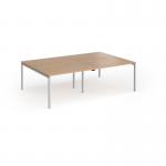 Connex Goal-Post 2400 x 1600 x 725mm Back to Back Desk (4 x 1200mm) - Silver Frame Beech Top GCO2416-S-B