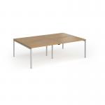 Connex Goal-Post 2400 x 1600 x 725mm Back to Back Desk (4 x 1200mm) - Silver Frame Oak Top GCO2416-S-O