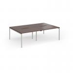 Connex Goal-Post 2400 x 1600 x 725mm Back to Back Desk (4 x 1200mm) - Silver Frame Walnut Top GCO2416-S-W