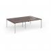 Connex Goal-Post 2400 x 1600 x 725mm Back to Back Desk (4 x 1200mm) - Silver Frame Walnut Top GCO2416-S-W