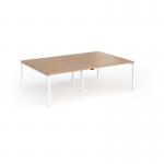 Connex Goal-Post 2400 x 1600 x 725mm Back to Back Desk (4 x 1200mm) - White Frame Beech Top GCO2416-WH-B