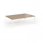 Connex Goal-Post 2400 x 1600 x 725mm Back to Back Desk (4 x 1200mm) - White Frame Kendal Oak Top GCO2416-WH-KO
