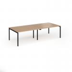 Connex Goal-Post 2800 x 1200 x 725mm Back to Back Desk (4 x 1400mm) - Black Frame Beech Top GCO2812-K-B
