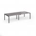 Connex Goal-Post 2800 x 1200 x 725mm Back to Back Desk (4 x 1400mm) - Black Frame Grey Oak Top GCO2812-K-GO