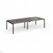 Connex Goal-Post 2800 x 1200 x 725mm Back to Back Desk (4 x 1400mm) - Black Frame Walnut Top GCO2812-K-W