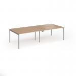 Connex Goal-Post 2800 x 1200 x 725mm Back to Back Desk (4 x 1400mm) - Silver Frame Beech Top GCO2812-S-B