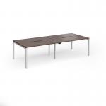 Connex Goal-Post 2800 x 1200 x 725mm Back to Back Desk (4 x 1400mm) - Silver Frame Walnut Top GCO2812-S-W