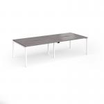 Connex Goal-Post 2800 x 1200 x 725mm Back to Back Desk (4 x 1400mm) - White Frame Grey Oak Top GCO2812-WH-GO