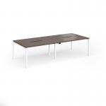 Connex Goal-Post 2800 x 1200 x 725mm Back to Back Desk (4 x 1400mm) - White Frame Walnut Top GCO2812-WH-W