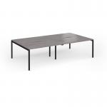 Connex Goal-Post 2800 x 1600 x 725mm Back to Back Desk (4 x 1400mm) - Black Frame Grey Oak Top GCO2816-K-GO