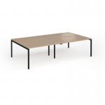 Connex Goal-Post 2800 x 1600 x 725mm Back to Back Desk (4 x 1400mm) - Black Frame Kendal Oak Top GCO2816-K-KO